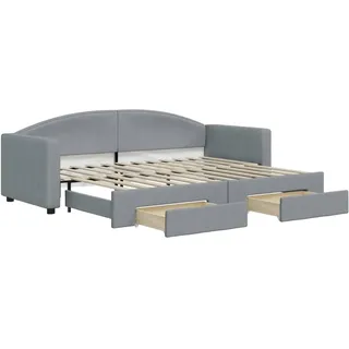 vidaXL Tagesbett Ausziehbar mit Schubladen Hellgrau 80x200 cm Stoff - Grau
