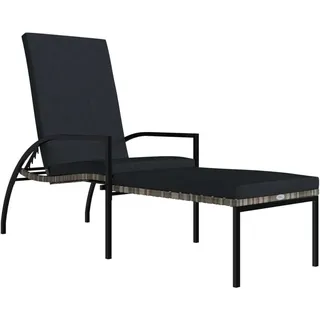 vidaXL Sonnenliege mit Fußhocker PE-Rattan Grau - Grau