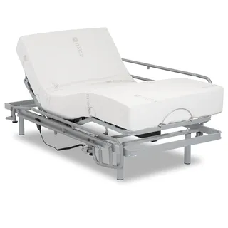 Gerialife - Lattenrost elektrisch verstellbar | Orthopädische matratze 20 cm. Visco Tencel (80x200, Kabelsteuerung + Geländer)