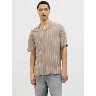 Jack & Jones Kurzarmhemd »JJEENZO STRIPE RESORT SHIRT SS SN«, mit Streifen Muster, beige