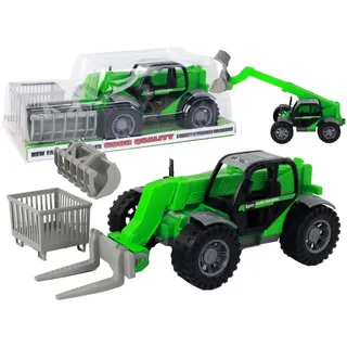 Lean Toys Landwirtschaftliches Fahrzeug Traktor Grüner Kran Landwirtschaftliche Maschine - Grün