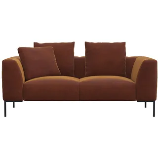 FLEXLUX 2,5-Sitzer »Sava Designsofa, bequem und komfortabel durch hochwertigen Sitzaufbau«, Taschenferderkern-Sitz mit Kaltschaum, lose Rücken- & Dekokissen FLEXLUX Cognac