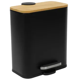 Nuxio Badekorb Bambus Zetru 5 l , Schwarz , Metall , 22.5x28x20 cm , Badaccessoires, Abfalleimer