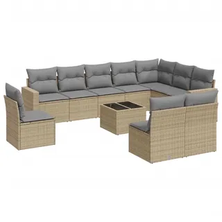 VidaXL 3251456, Hellgrau, Rattan, Gehärtetes Glas, 110 kg, Erwachsene & Kinder, 550 mm, 550 mm - Hellgrau