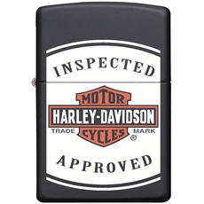 Bild – Sturmfeuerzeug, Harley Davidson Inspected Approved, Color Image, Black Matte, nachfüllbar, in hochwertiger Geschenkbox