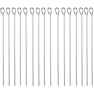 rukauf 20 Grillspieße Edelstahl 30cm Schaschlikspieße Fleischspieße Gemüse-Spiesse Quadratisch ECKIG