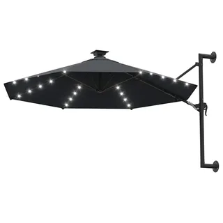 vidaXL Sonnenschirm zur Wandmontage mit LEDs 300 cm Anthrazit - Grau