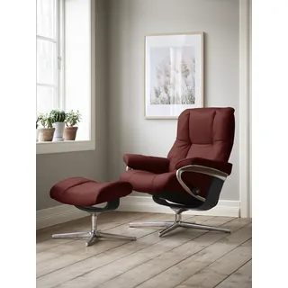 Stressless® »Mayfair« Set, Relaxsessel mit Hocker, mit Hocker, mit Cross Base, Größe S, M & L, Holzakzent Schwarz rot