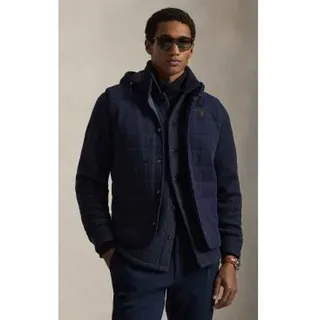 Polo Ralph Lauren für Herren. 710P04047001 Gesteppte marineblaue Jersey-Strickweste (S), Lässig, Baumwolle