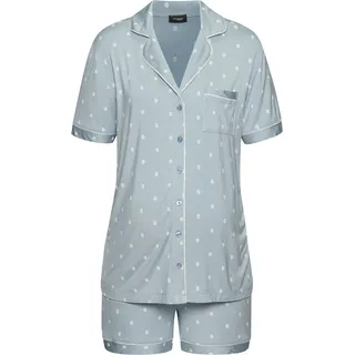 Umstandspyjama VIVANCE DREAMS, Damen, Gr. 40/42, blau (hellblau, gemustert), Single Jersey, Obermaterial: 95% Viskose, 5% Elasthan, gemustert, bequem kurz, V-Ausschnitt, eingesetzt Manschette, Homewear-Sets Umstandspyjama, Schöner Allover-Print, Topseller