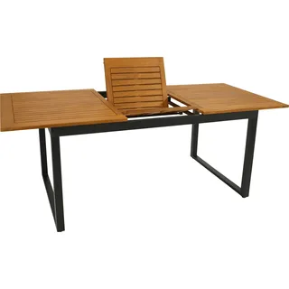DEGAMO Gartentisch Ausziehtisch RIVELLO 150/200x90cm, Alu anthrazit + Akazie - Grau, Braun