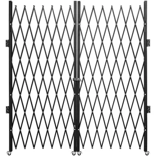Vevor Doppeltes Sicherheitsfalttor Einziehbar Scherentor 15,24-365,76 cm, Tragbar Scherentor mit 360°-Rollen Zusammenklappbar Außenbereich Kellertür, Garage, Schaufenster Zaun Schwarz Doppelfalttür