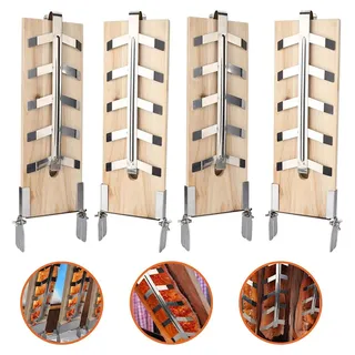 Ikodm Flammlachsbrett Flammlachsbretter Räucherbrett 4er Set  Flammlachs Halterung Zedernholz Edelstahl Holzplatten mit Halterung - Braun