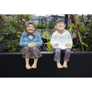 Marco Paul Interiors Set mit 2 Großeltern-Statuen Großmutter & Großvater Figuren Harz Ornament Dekorative Skulpturen Andenken Haus Garten Indoor Outdoor Neuheit Paar Geschenk