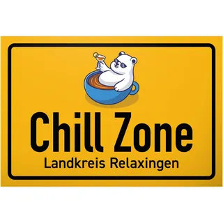 DankeDir! Chill Zone - Schild 30 x 20 cm - Türschild Wandschild lustiger Spruch Geburtstagsgeschenk Wanddeko Spruchschild - Party Partydeko Deko Geschenkidee Kollegen Freunde Geschenk