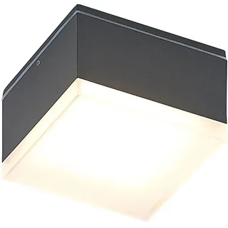 Lindby LED Deckenleuchten Mathea (spritzwassergeschützt (Modern) in Schwarz aus Aluminium (1 flammig,) - Außenleuchte für Garten Terasse Balkon & Haus Deckenleuchte