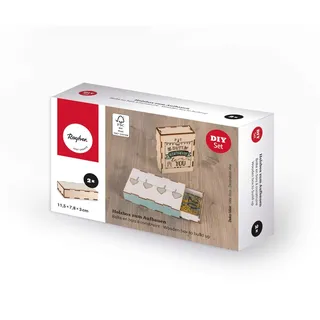 Rayher Holzboxen zum Aufbauen, 2 Stück, natur, 11,5 x 7,8 x 3 cm, Holz FSC zertifiziert, kleine Holzkisten, kleine Dosen aus Holz, 62956505