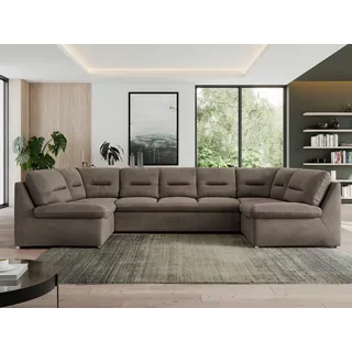 MKS Meble Wohnlandschaft U-Form Velvet 3-Sitzer Braun