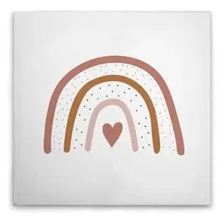 A.S. Création Leinwandbild Kinderzimmer Regenbogen Rosa - Wandbild in Weiss, Braun - 50 x 50 cm - DD132709