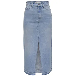 JDY Damen Midi Jeans Rock JDYBella Long Damenrock mit Schlitz 15317441 Light Blue Denim S