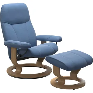 Stressless "Consul", (Set, Relaxsessel, mit Hocker, mit Hocker, mit Classic Base, Größe S, Gestell Eiche