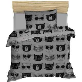 WELL HOME MOBILIARIO & DECORACIÓN Bettbezug-Set + 2 Kissenbezüge, 240 x 220 cm, Schwarz, Weiß