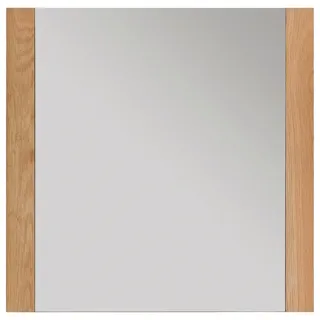 None Wandspiegel, Eiche, Glas, Wildeiche, massiv, vollmassiv, Hartholz, quadratisch, 80x80x3 cm, Facettenschliff, Spiegel, Wandspiegel