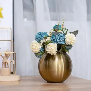 Goldene Blumenvase, Goldfarbene Blumen-Kugelvase, Stilvolle Blumenvasen aus Edelstahl, Dekorative Vase Tafelaufsätze bei Hochzeiten, Partytischen, ESS- oder