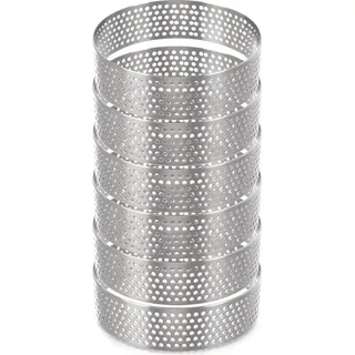 Formen für Törtchen, Stahl, mit perforiertem Rand, 7 cm Durchmesser, 6 Stück.