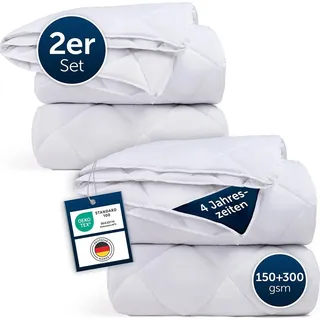 Blumtal 4 Jahreszeiten Bettdecke 135 x 200 cm im 2er Set - zusammenknöpfbare vier-Jahreszeiten-Bettdecke - Winterdecke Kombi