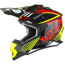 O'NEAL | Motocross-Helm | MX Enduro | ABS-Schale, Lüftungsöffnungen für optimale Belüftung & Kühlung | 2SRS Helmet Rush V.22 | Erwachsene | Rot Neon-Gelb | Größe M