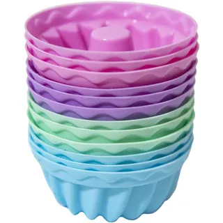 Mlying Mini Gugelhupfform Silikon 12 Stück Gugelhupf Backform Wiederverwendbare Muffinförmchen Cupcake Klein Kuchenform Mini Gugelhupf Ø 6,5cm, Höhe 3,5 cm