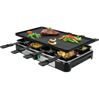 Adler AD 6616 Raclette-Grill 1400 W für 8 Personen Schwarz/Silber