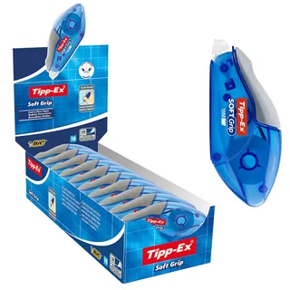 BIC Tipp-Ex Korrekturroller Soft Grip, Korrekturmaus, 10m x 4.2mm, 10er Pack, Ideal für das Büro, das Home Office oder die Schule