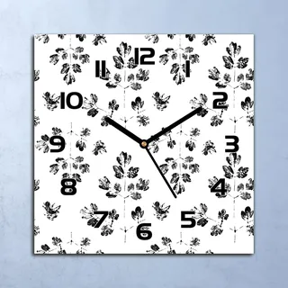 Wanduhr Echt-Glas-Küchenuhr Blätter Drucken Quarz Lautlos 30x30 Deko Bilder