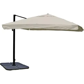 MCW Ampelschirm A96 3x3m Alu/Stahl Flap Creme-Grau mit Ständer
