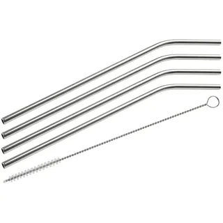 Fackelmann Edelstahl Trinkhalme gebogen Ø 6 mm 4 St. Silber