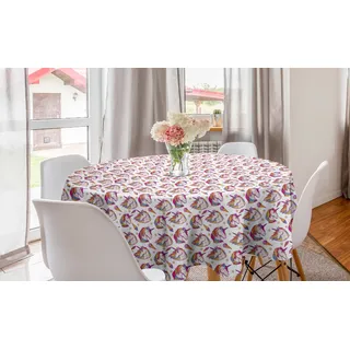 ABAKUHAUS Unicorn-Party Runde Tischdecke, Zauberpferd Ice Cream, Kreis Tischdecke Abdeckung für Esszimmer Küche Dekoration, 150 cm, Mehrfarbig