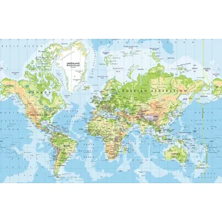 Papermoon Fototapete »WELTKARTE-ABSTRAKT 3D DESIGN TAPETE XXL POSTER WANDBILD«, bunt