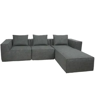 Mendler L-Sofa Stoff 2-Sitzer Grau