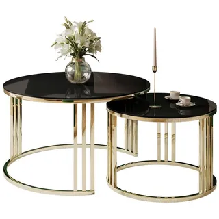 lookway Lori Glass Gold Schwarz Rund 70 x 48 cm