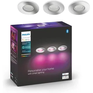 Philips Hue White & Color Ambiance Xamento Einbauspot silber 1-er Pack 230lm, bis zu 16 Mio. Farben, dimmbar, steuerbar via App, kompatibel mit Amazon Alexa (Echo, Echo Dot), alte Generation