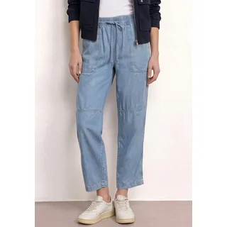 Stoffhose STREET ONE "Style Bonny", Damen, Gr. 40, Länge 28, light blau soft wash, Web, Obermaterial: 100% Lyocell, unifarben, loose fit lang, Hosen Stoffhose, mit elastischem Bund