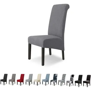 Lydevo Stuhlhussen XL 6er Set Stretch Stuhlhussen Schwingstühle XL für Esszimmerstühle Spandex Universal-Stuhlbezug Large Dining Chair Schonbezüge für Stuhl Esszimmer Hotel Bankett,Diagonal#Grau