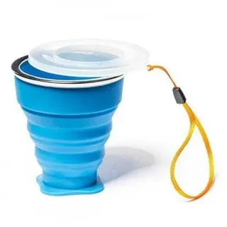 Camping Klappbecher 200ml Faltbare Becher Tragbare Silikon Tasse Aus Edelstahl - Blau