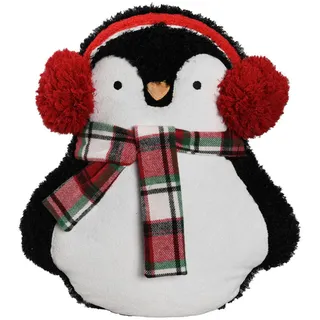 X-Mas Zierkissen , Rot, Schwarz, Weiß , Textil , Pinguin , Füllung: Polyester,Polyester , Tierform , 43x49 cm , AZO-frei, Bsci , bügelfrei, pflegeleicht, langlebig , Dekoration, Weihnachtsdekoration