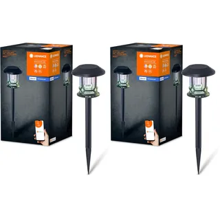 LEDVANCE SMART+ Outdoor Bluetooth Solar-Gartenspieß Path, mit regulierbarem Weißlicht (3000K-6500K) + Farblicht, ohne Strom nutzbar, bis acht Stunden Brenndauer, Schutzklasse IP44, schwarz