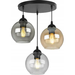 Moderne Elegante Hängelampe Mit Glaskugeln - Schwarz, Transparent, Grau, Gelb