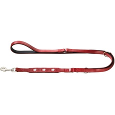 HUNTER 43153 Swiss Führleine für Hunde, mit Handschlaufe, schweizer Kreuz, Leder, hochwertig, 1,8/110 cm, rot