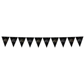 Folat 25049 Party Deko Schwarz Gold Silber - Wimpelkette - Shining Glam - 4 Meter - Für Geburtstag, Jubiläum
